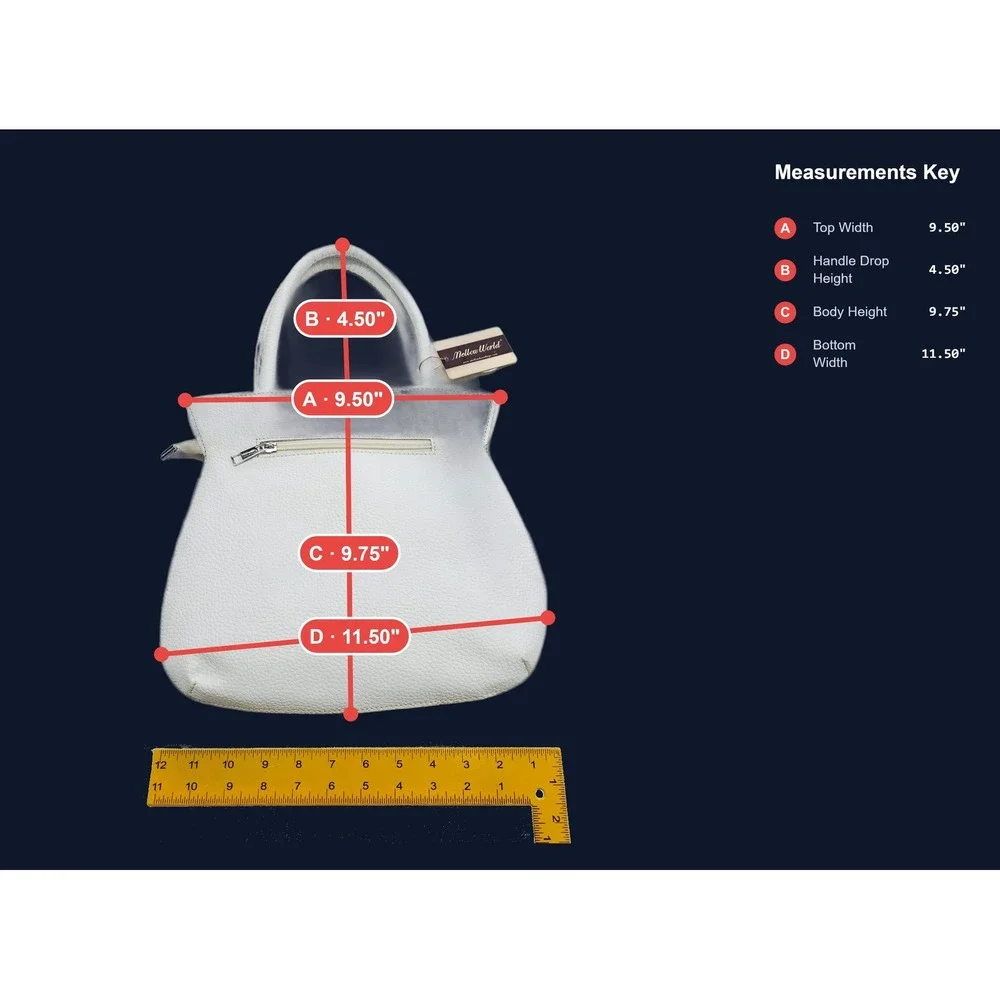 Mellow World White Pebble Faux Leather Satchel HB4210‎ Top Handle Bag